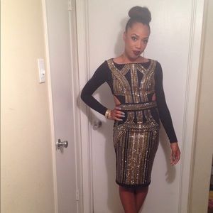 Black and Gold Bebe Dress